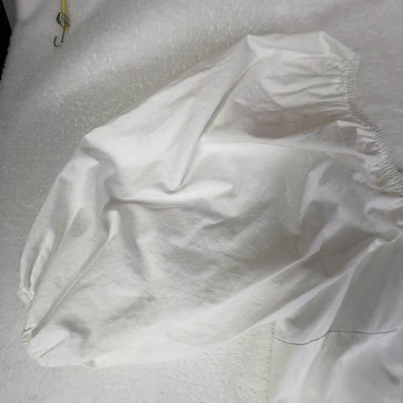 Moodie Dress Womens Small White Puff Sleeve Square Neck Tiered Swing Casual - Picture 3 of 10